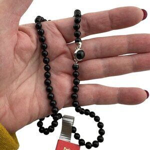 Vintage Black Mallorca Pearl Necklace Encrusted in Gold